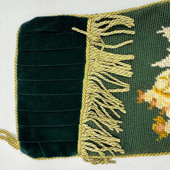 Vintage Needlepoint Christmas Stocking Santa with Sleigh - Picture 3 of 6